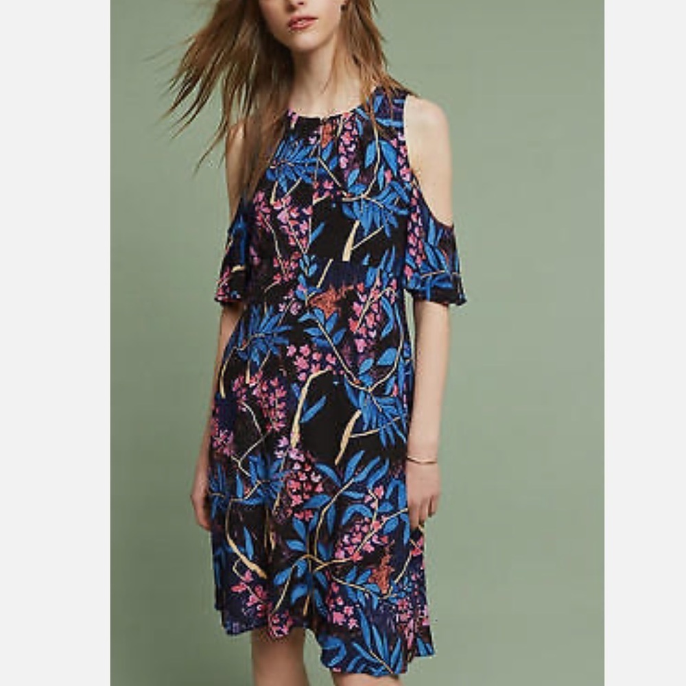 Maeve Elia Open Shoulder Floral Dress Size 0 - Picture 2 of 8